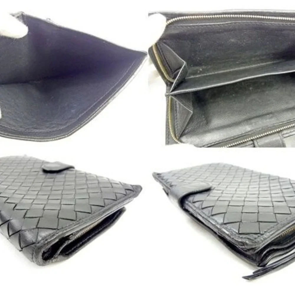 Bottega Veneta Wallet Intrecciato Black Gold Woman unisex Authentic Used - Picture 6 of 6